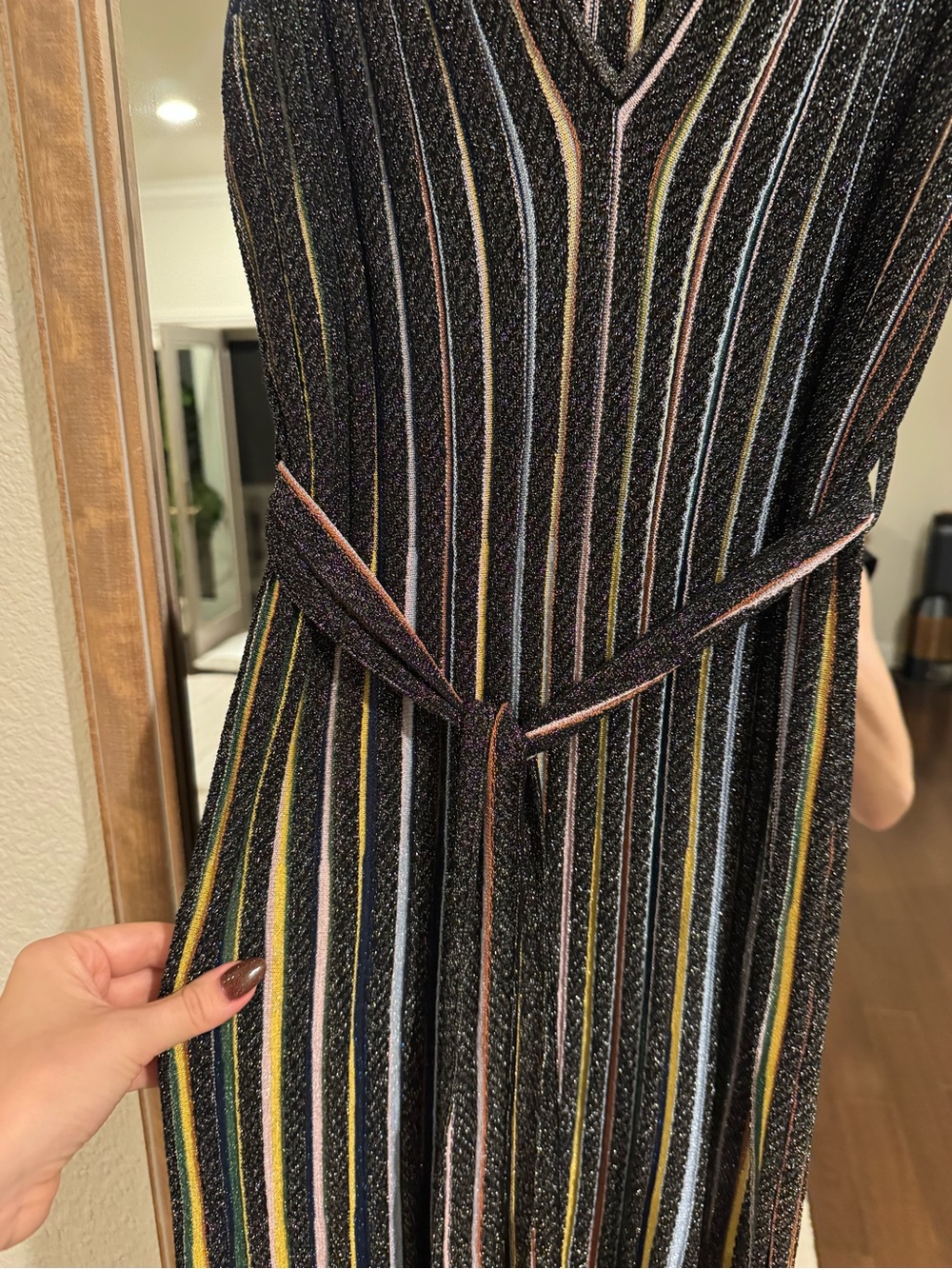 Missoni Metallic Multicolor Stripe Belted Maxi Dress - Picture 3 of 5
